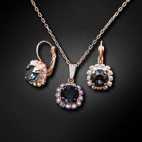 Komplektas "Puošnumas II (Grafitas)" su Swarovski™ kristalais